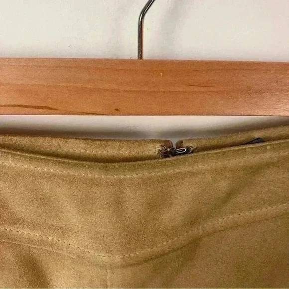 BANANA REPUBLIC  Y2K  Size 6 Tan Leather/Suede Front Slit  Skirt VINTAGE - Picture 5 of 15